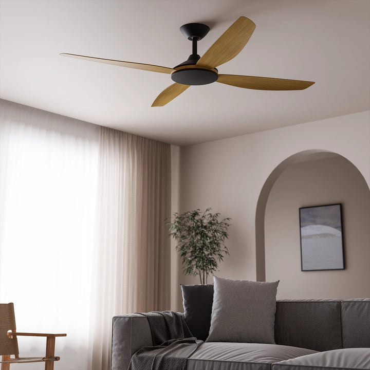 Calibo Vanga 56" DC Smart Ceiling Fan with Remote Control | Black and Bamboo