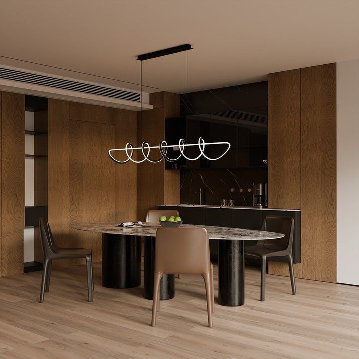 Calibo Bulbul Modern Spiral 1500mm LED Linear Pendant Light | Black