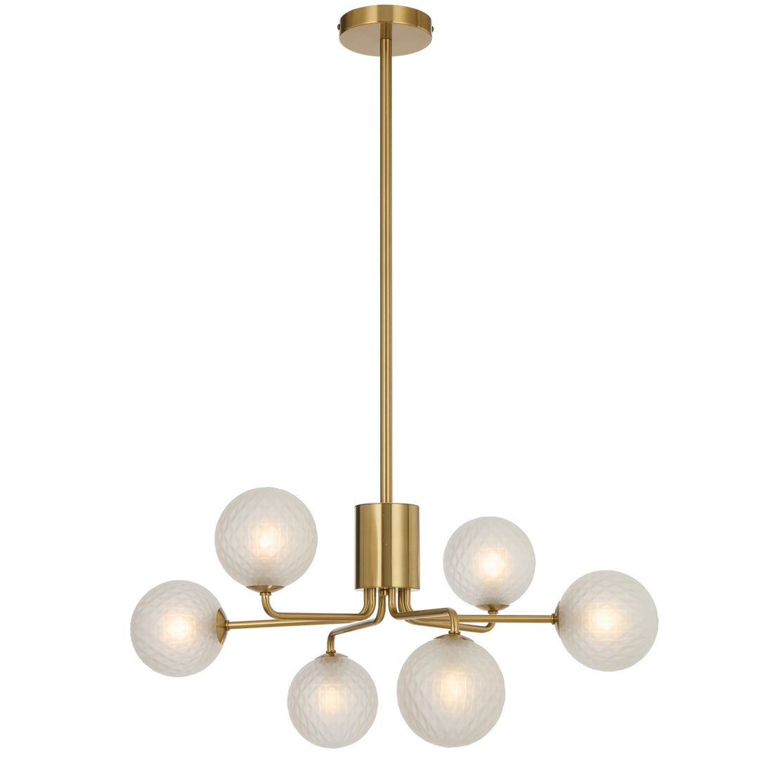 Telbix Antique Gold Felton 6 Light Pendant | Frost Tear