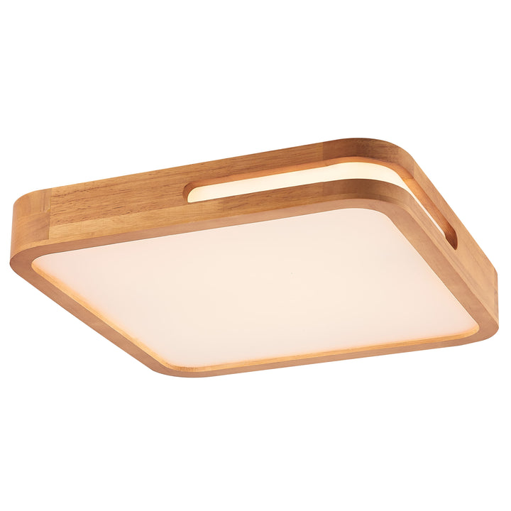 Telbix Lyric Tricolour LED Square Oyster Light with Wood Accent | Medium