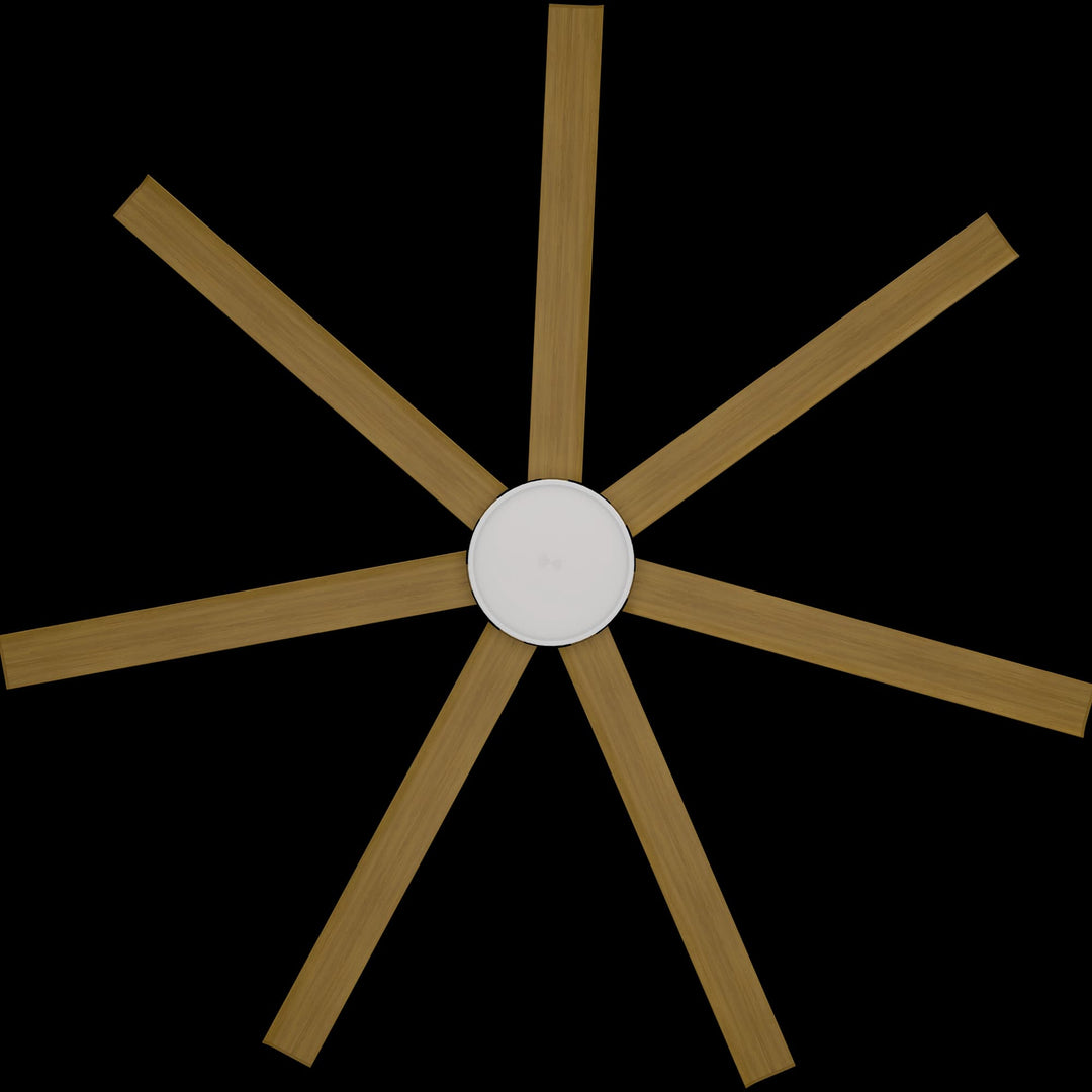 Calibo Alula 80" (2032mm) 7 Blade Indoor/Outdoor DC Ceiling Fan with 24W Light & Remote | White & Teak