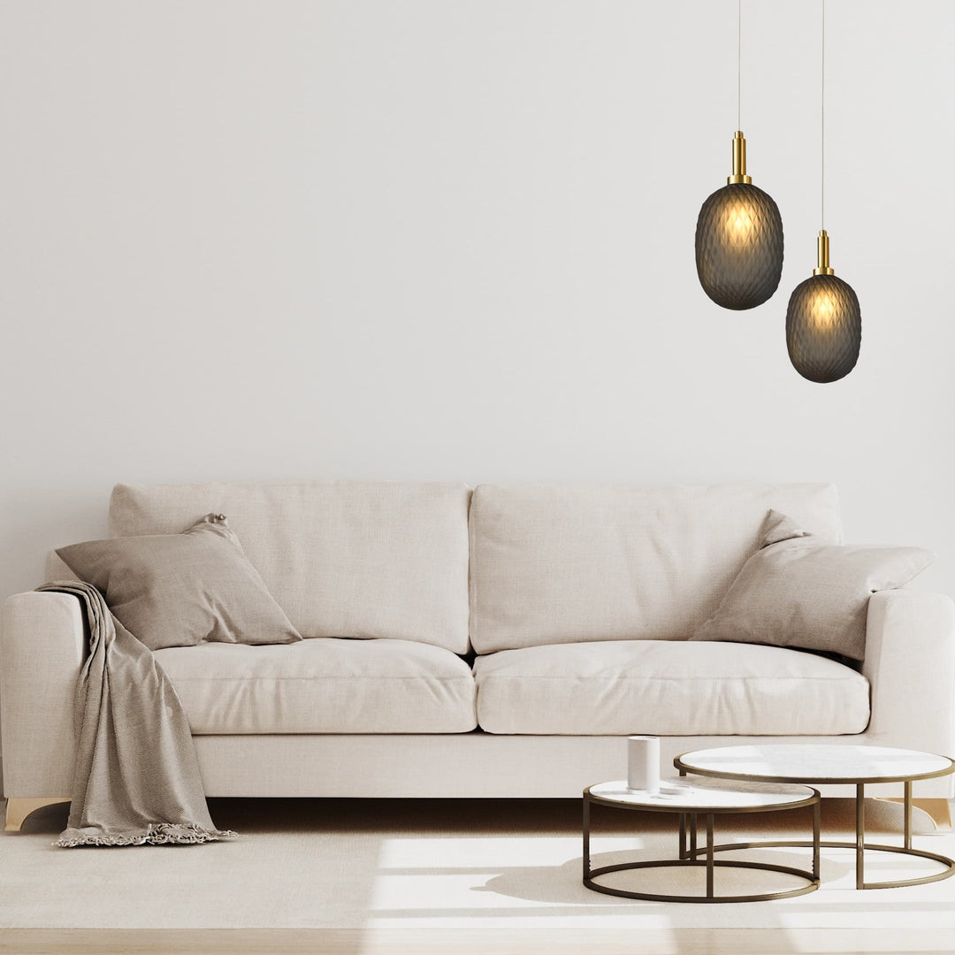 Calibo Lark Diamond Pattern 150mm Glass Pendant | Smoke
