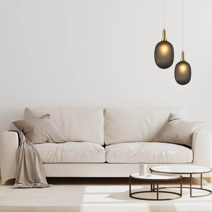 Calibo Lark Diamond Pattern 150mm Glass Pendant | Smoke