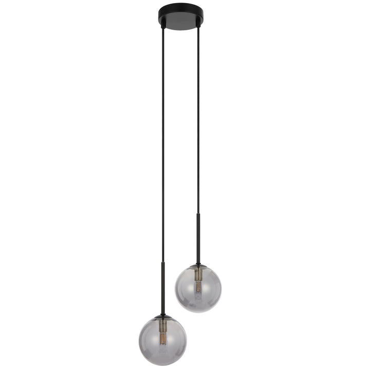 Telbix Gaston Black 2 Light Pendant Light | Smoke