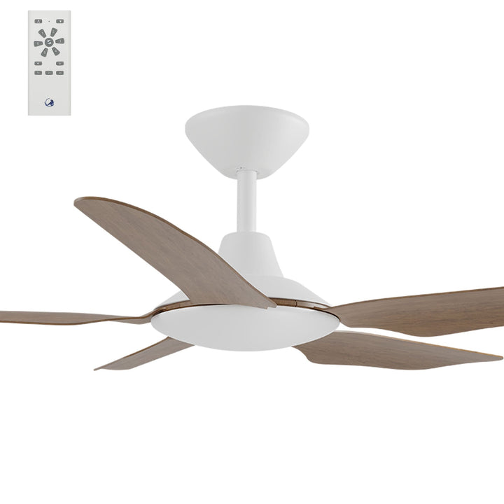Calibo Storm 42" (1070mm) 5 Blade Indoor/Outdoor DC Ceiling Fan & Remote | White & Koa