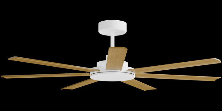 Calibo Alula 60" (1524mm) 7 Blade Indoor/Outdoor DC Ceiling Fan & Remote | White & Teak