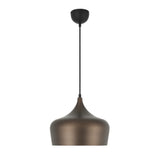 Telbix Polk Brushed Bronze & Black Shade Pendant Light (E27) | Medium