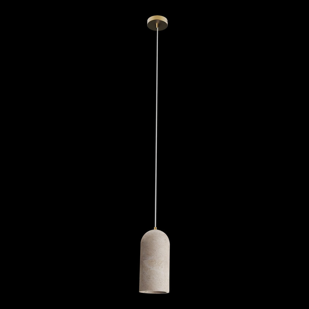 Calibo Inspire Crafted Travertine Round Top Cylinder Pendant Light | Beige