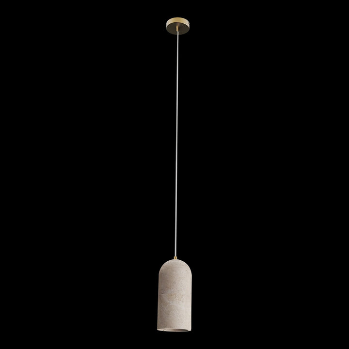 Calibo Inspire Crafted Travertine Round Top Cylinder Pendant Light | Beige