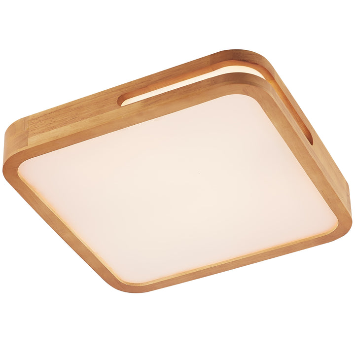 Telbix Lyric Tricolour LED Square Oyster Light with Wood Accent | Large