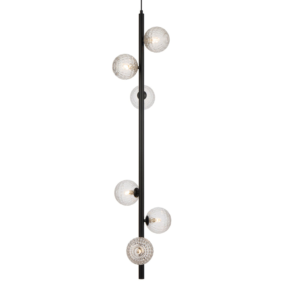Telbix Black Elson 6 Light Pendant Light | Clear Prism
