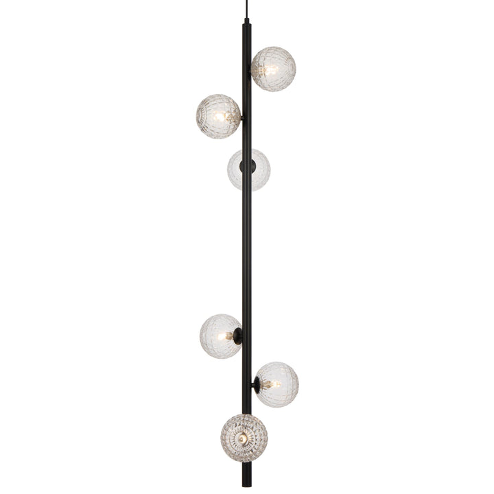 Telbix Black Elson 6 Light Pendant Light | Clear Prism