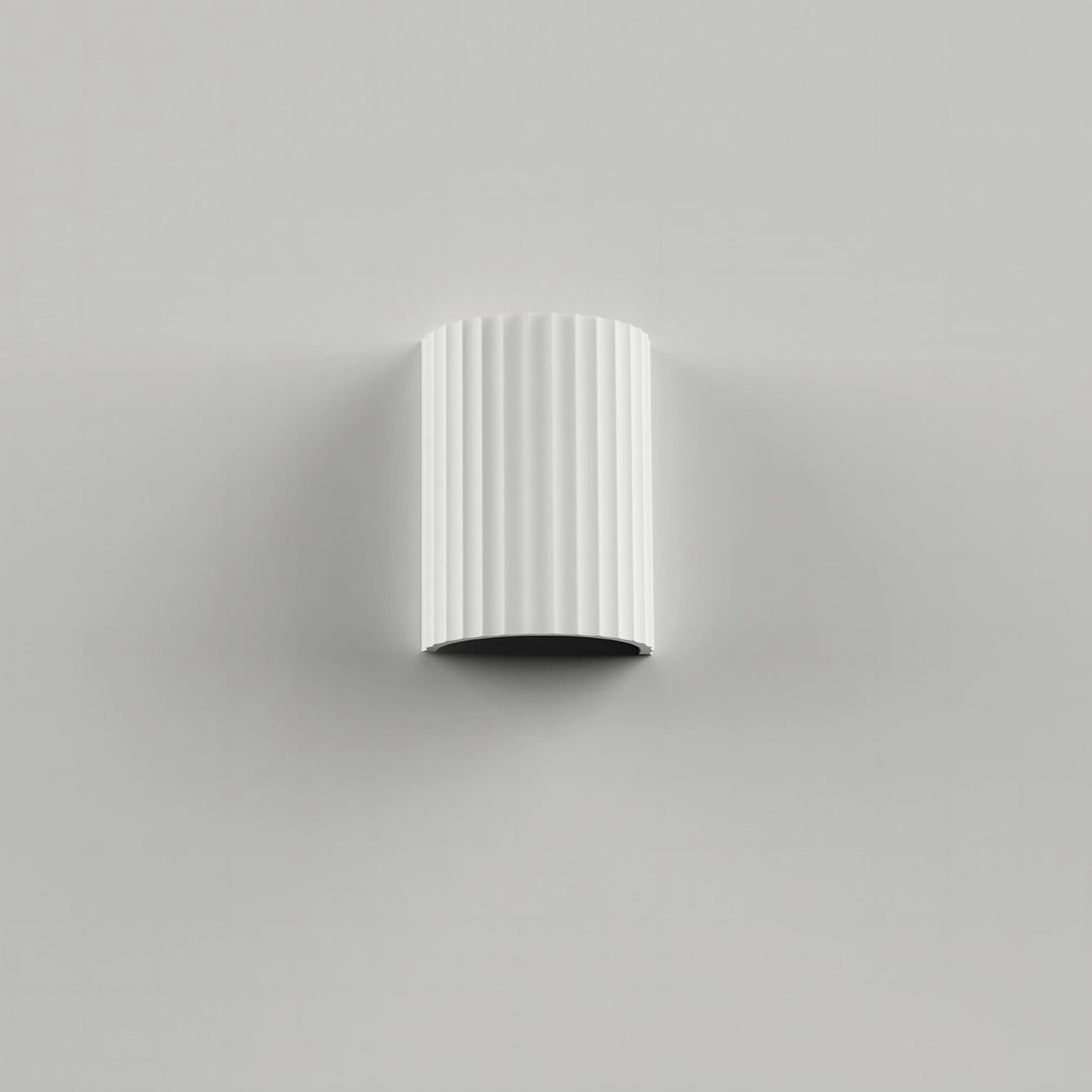 Calibo Munia Sculptural Fluted Up/Down Wall Light with Paintable Gypsum Surface | White