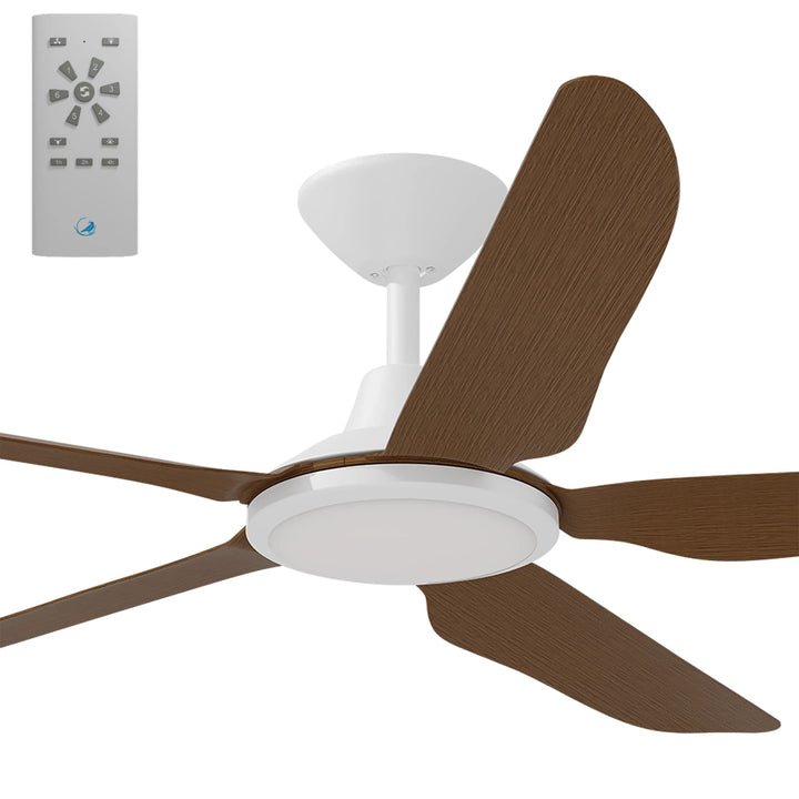 Calibo Storm 56" (1430mm) 5 Blade 18W Tricolour LED Light Indoor/Outdoor DC Ceiling Fan & Remote | White & Koa