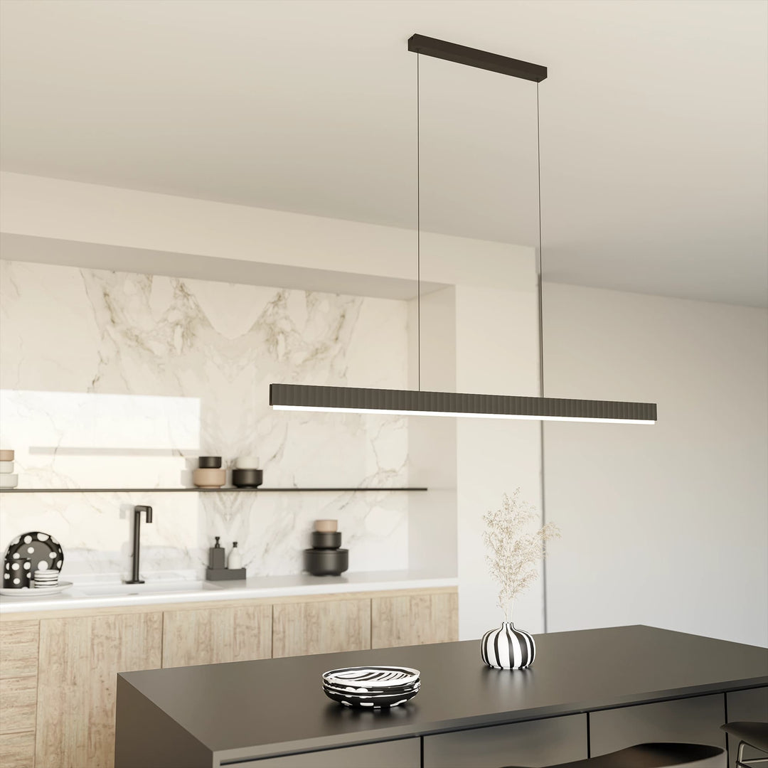Calibo Prinia Modern Fluted 1532mm Linear Pendant Light | Black