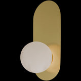 Calibo Crest Alabaster Glass 120mm Orb Wall Light Oval Plate 320mm | Brass