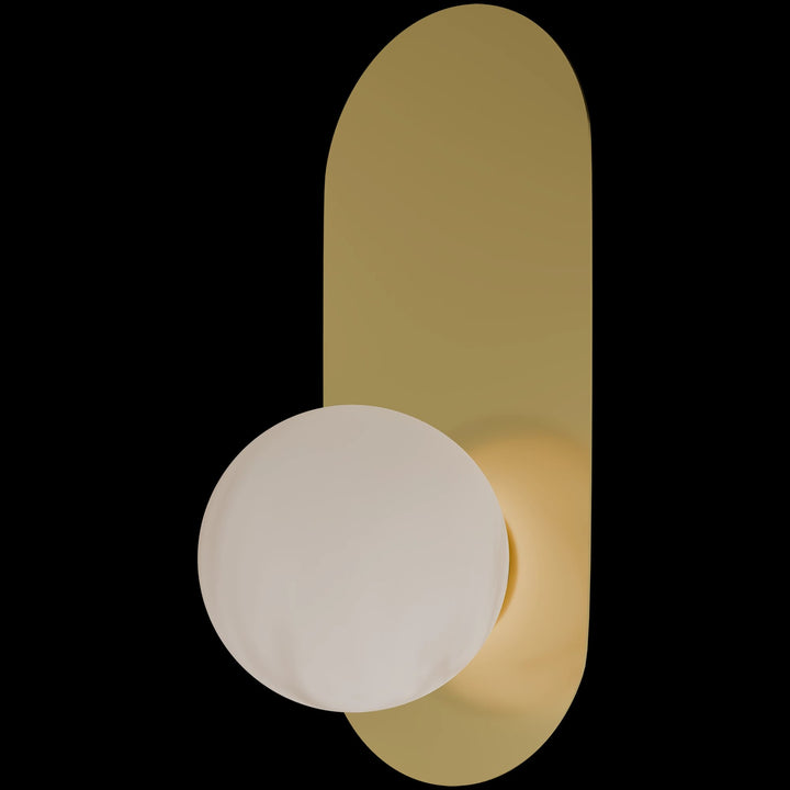 Calibo Crest Alabaster Glass 120mm Orb Wall Light Oval Plate 320mm | Brass