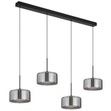 Telbix Cedro Smoked Round Glass Tricolour LED Pendant | 4 Light