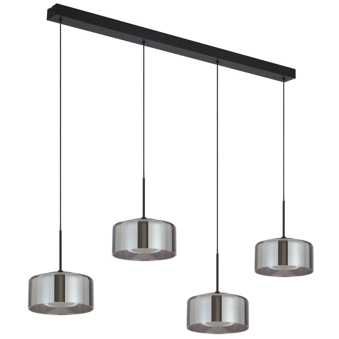 Telbix Cedro Smoked Round Glass Tricolour LED Pendant | 4 Light