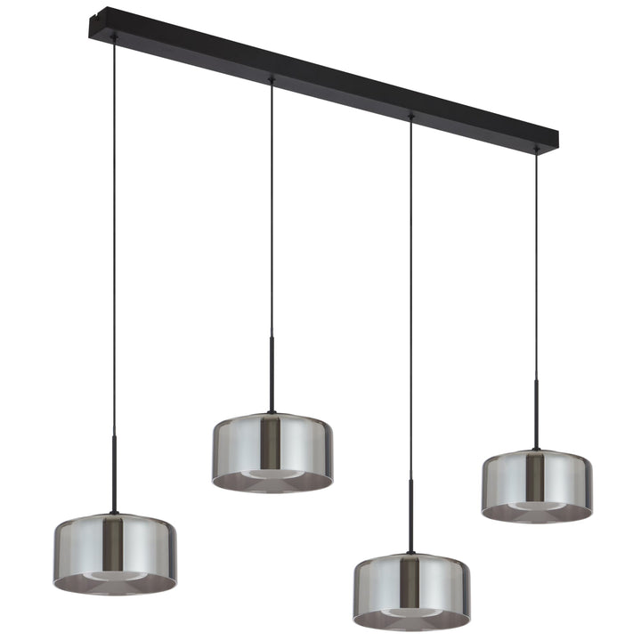 Telbix Cedro Smoked Round Glass Tricolour LED Pendant | 4 Light