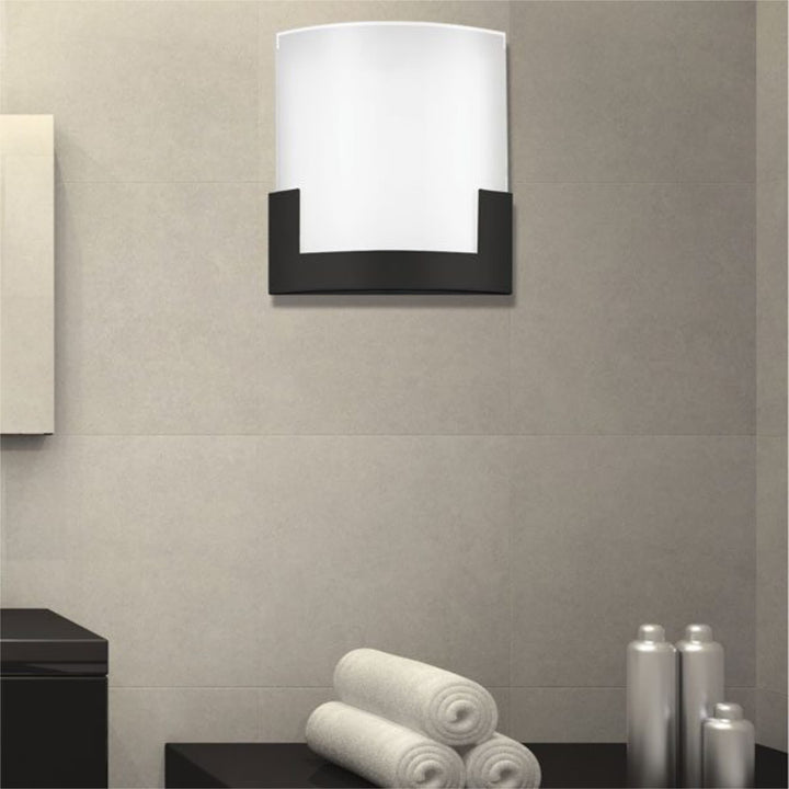 Telbix Solita Square Frosted Glass 12W CCT LED Wall Light | Black