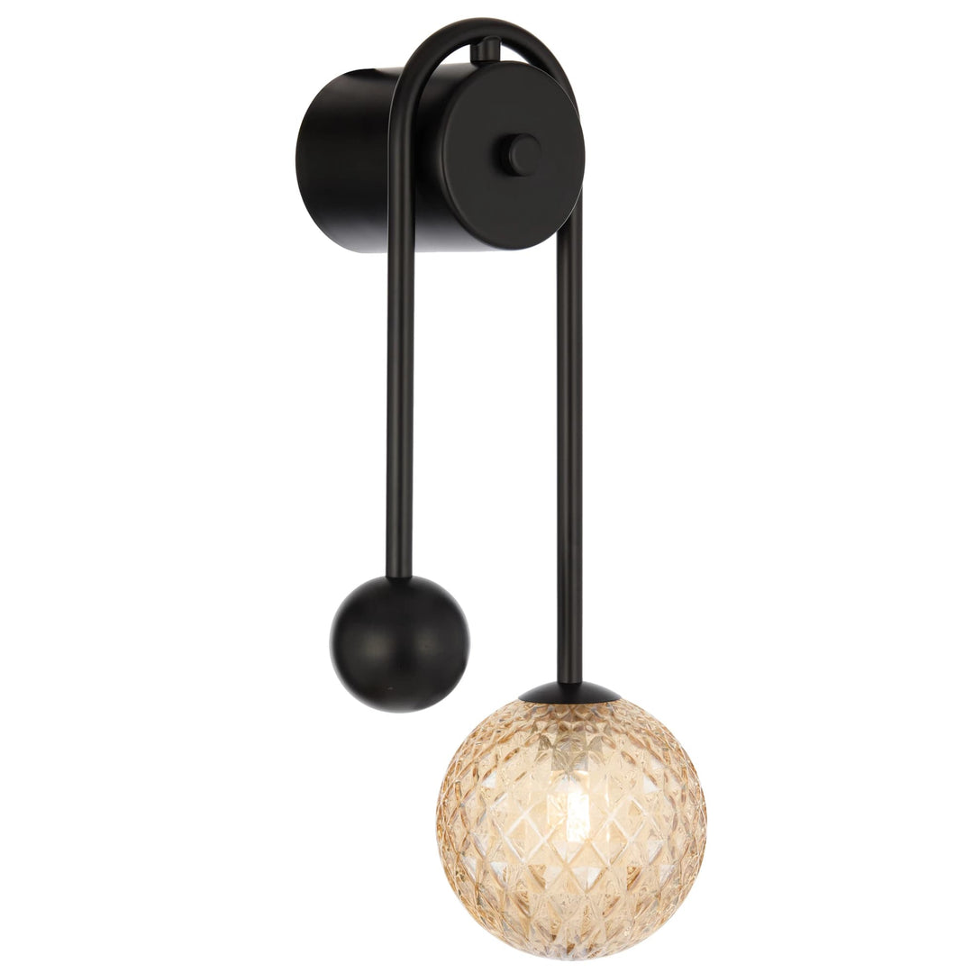Telbix Felton Arm Wall Light | Black and Amber Tear
