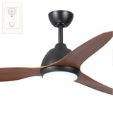 Fanco Breeze 52" AC Ceiling Fan With LED Light and Wall Control | Black & Koa