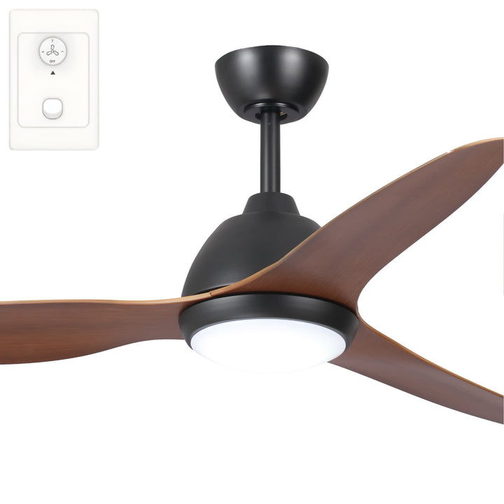 Fanco Breeze 52" AC Ceiling Fan With LED Light and Wall Control | Black & Koa