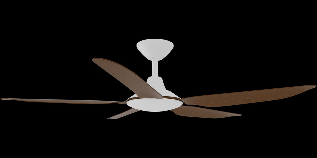Calibo Storm 52" (1320mm) 5 Blade Indoor/Outdoor DC Ceiling Fan and Remote | White & Koa
