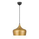Telbix Polk Brushed Gold & Black Shade Pendant Light (E27) | Medium