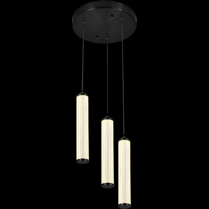 Calibo Charm Modern Fluted 3 Light Cluster Pendant | Black