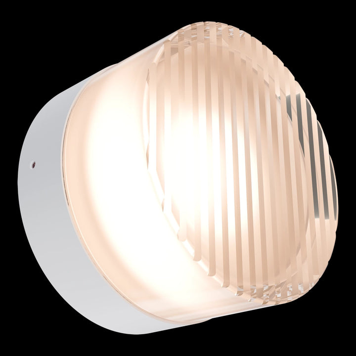 Calibo Gull Round Ribbed Acrylic 3CCT LED Exterior Wall Light | White