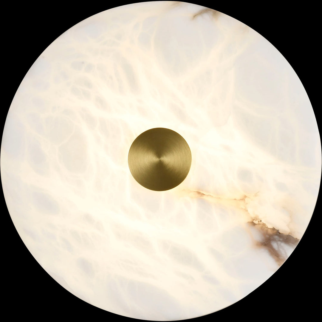 Calibo Bower Modern Alabaster Stone 200mm Round Wall Light | Brass