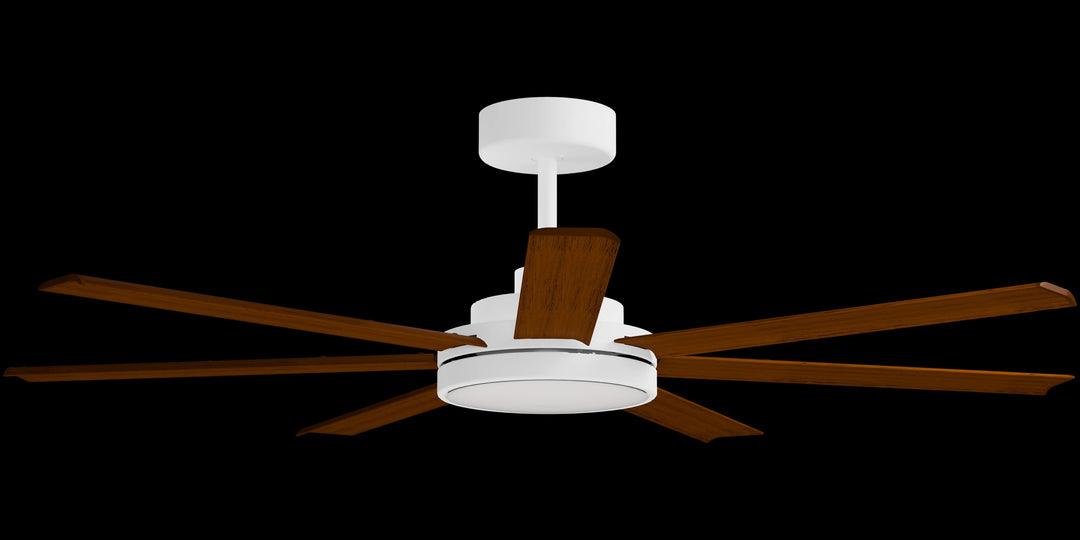 Calibo Alula 60" (1524mm) 7 Blade Indoor/Outdoor DC Ceiling Fan with 24W Light & Remote | White & Koa