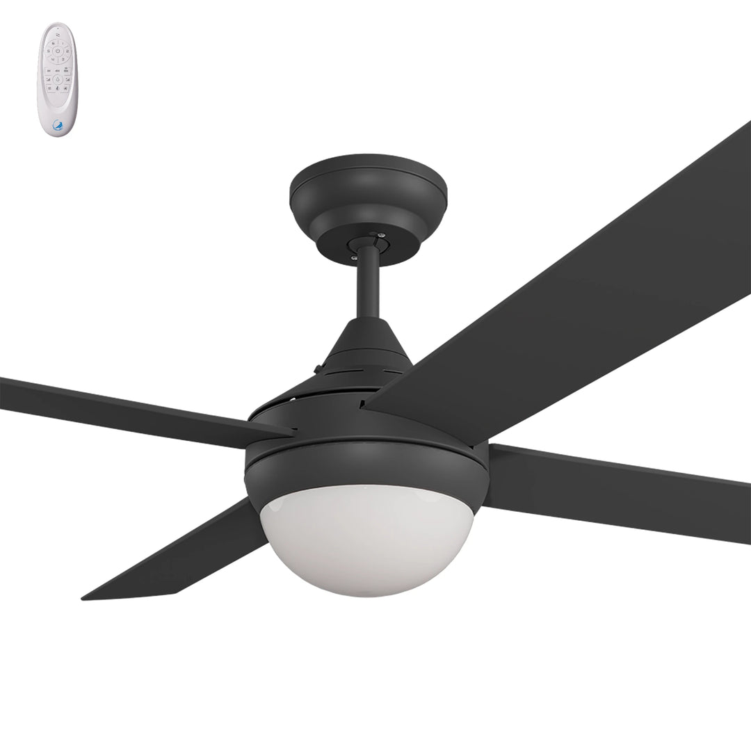 Calibo Kestrel 48" (1220mm) Indoor/Outdoor DC Ceiling Fan with 2x E27 Light & Remote | Black