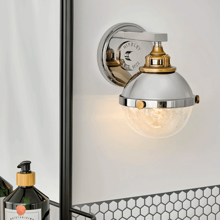 Hinkley Fletcher Traditional Single Wall Light (E27) | Polished NIckel & Heritage Brass