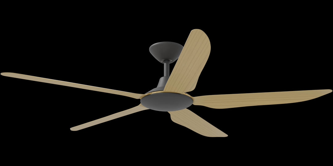 Calibo Storm 56" (1430mm) 5 Blade Indoor/Outdoor DC Ceiling Fan and Remote | Black & Bamboo