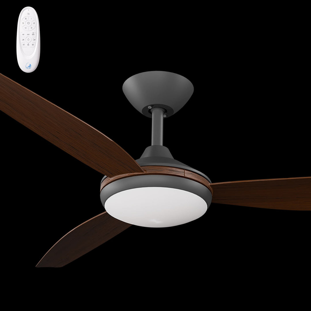 Calibo Condor 56" DC Smart Ceiling Fan with LED Light and Remote Control | Black and Koa