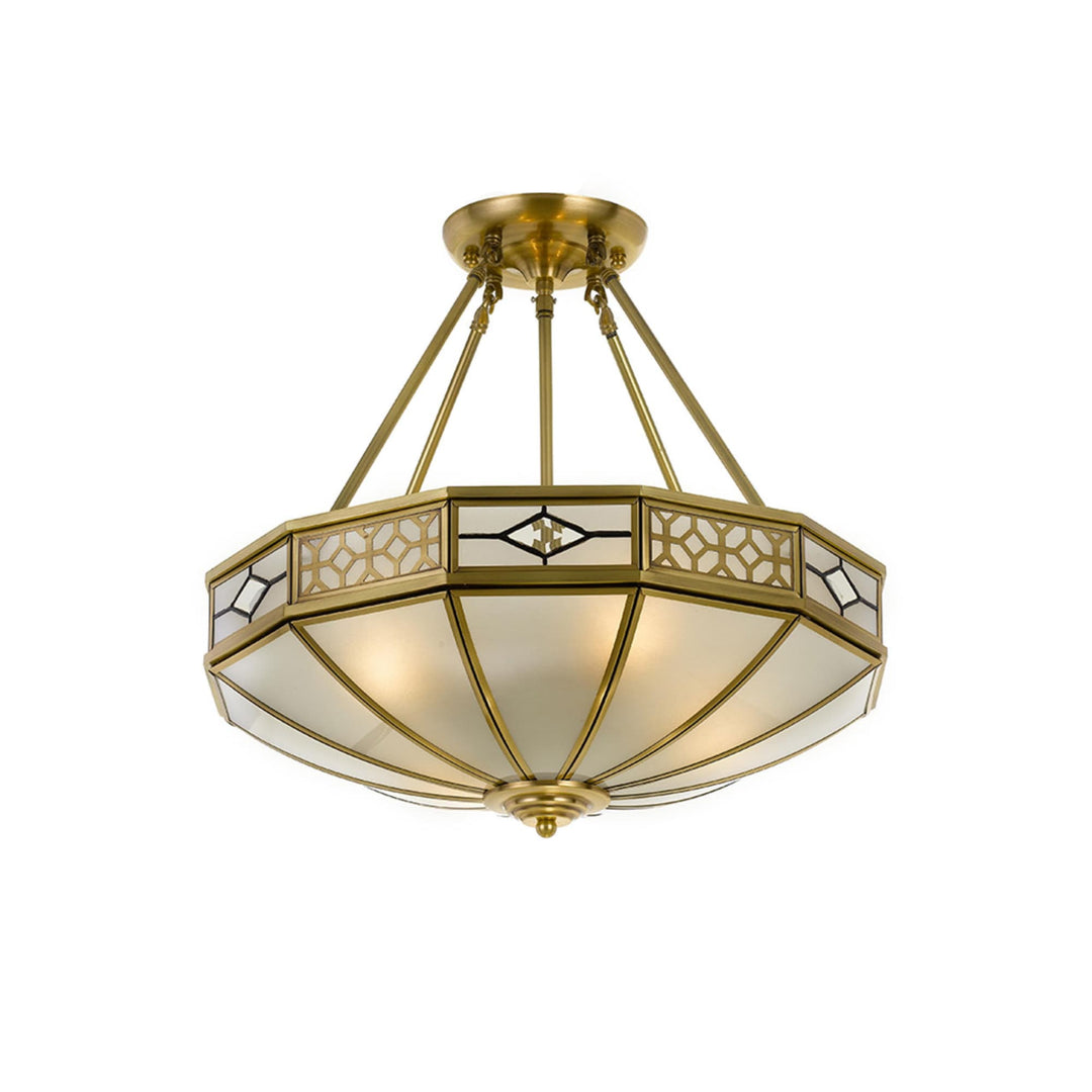 Telbix James 4 Light CTC Light (E27) | Antique Brass and Frosted Glass