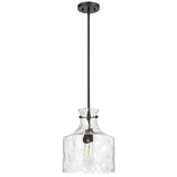 Telbix Perron Modern Glass Pendant with Dimpled Decanter-Inspired Shade | Black
