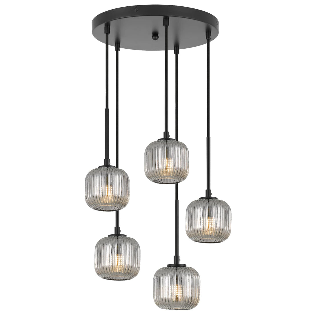 Telbix Bobo 5 Light Glass Pendant | Black