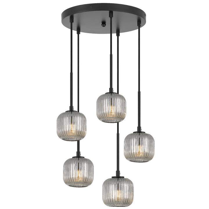 Telbix Bobo 5 Light Glass Pendant | Black