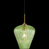 Calibo Ribbon Fluted Glass 230mm Pendant Light | Green