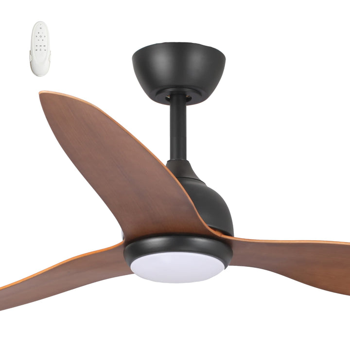 Fanco Eco Style 60" DC Indoor/Outdoor Ceiling Fan with 24W CCT LED Light and Remote | Black & Koa