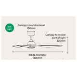 Fanco Eco Style DC 52" Ceiling Fan With Remote and CCT LED Light | Black