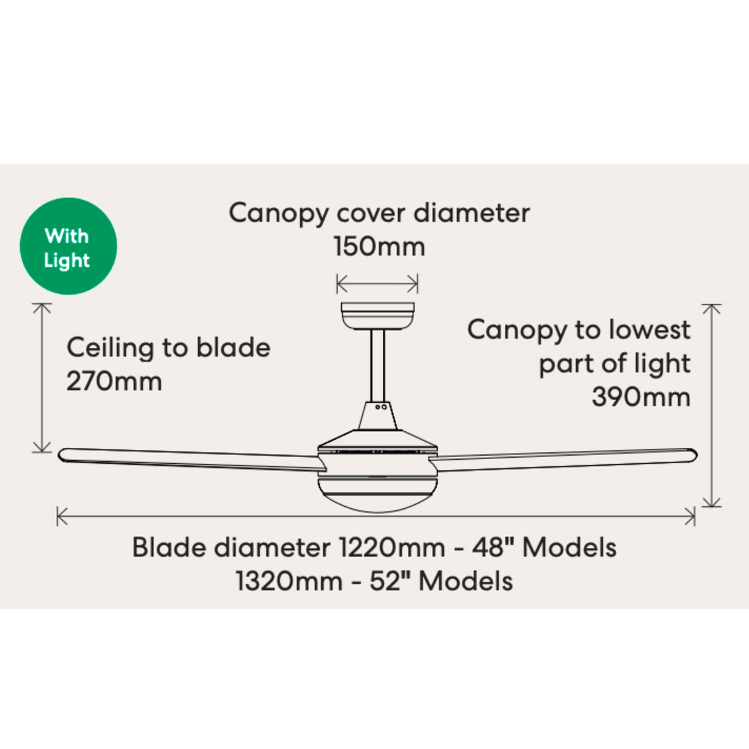 White Fanco Eco Silent DC Ceiling Fan With Stepless LED Light and Remote | 52"