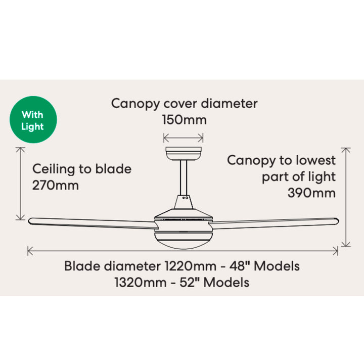 White Fanco Eco Silent DC Ceiling Fan With Stepless LED Light and Remote | 52"