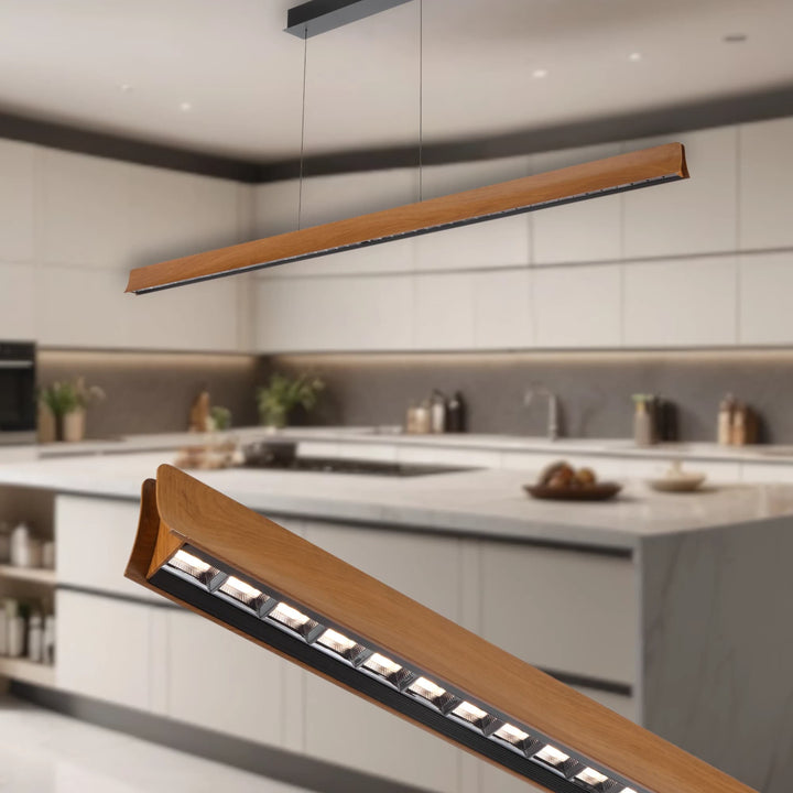 Telbix 1 Light Lucid LED Pendant Light | Wood