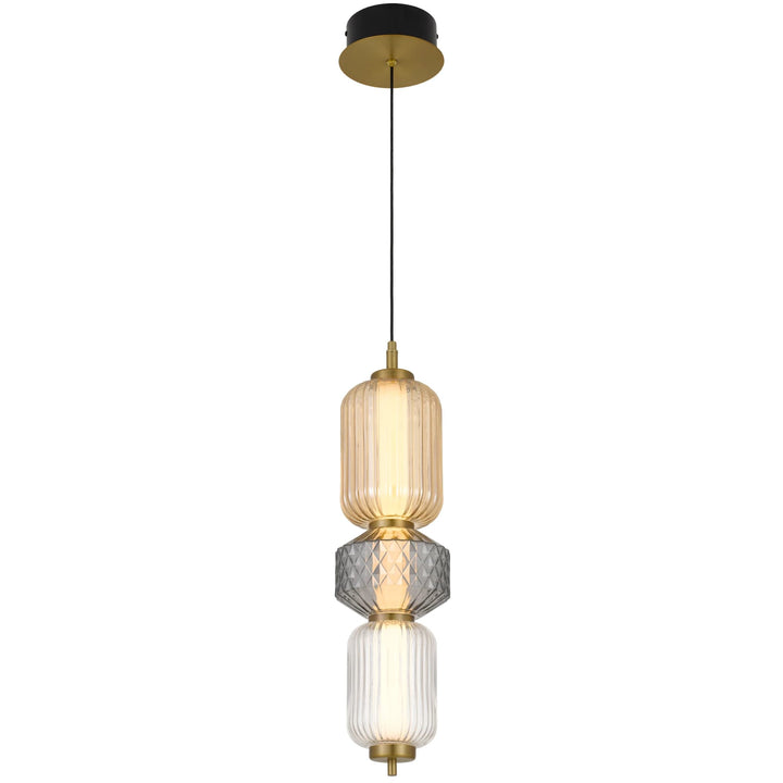 Telbix Torso 3 Light LED Pendant | Brass