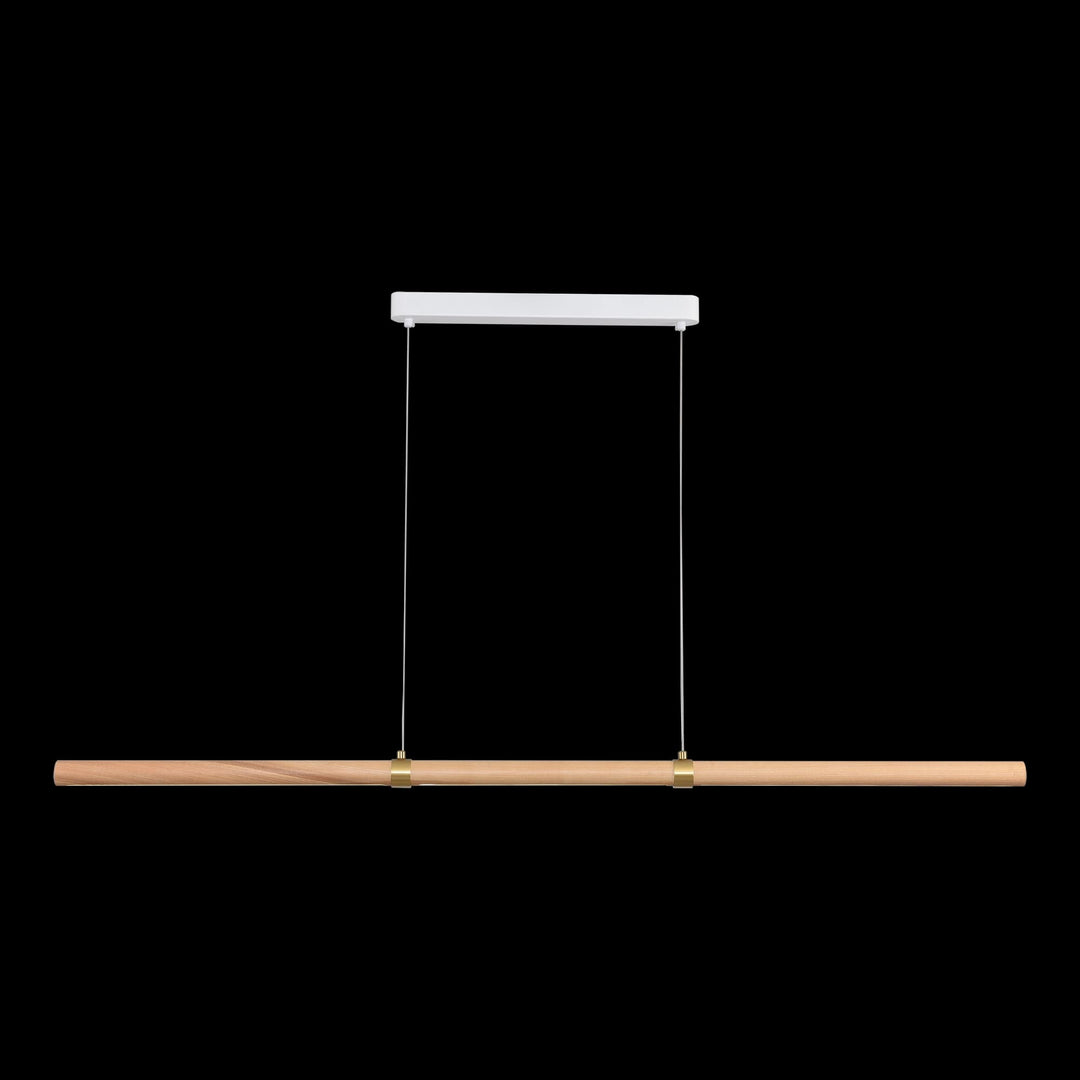 Calibo Aquila 1500mm Timber Tubular LED Linear Pendant with Brass Finish Collar | Ash with White